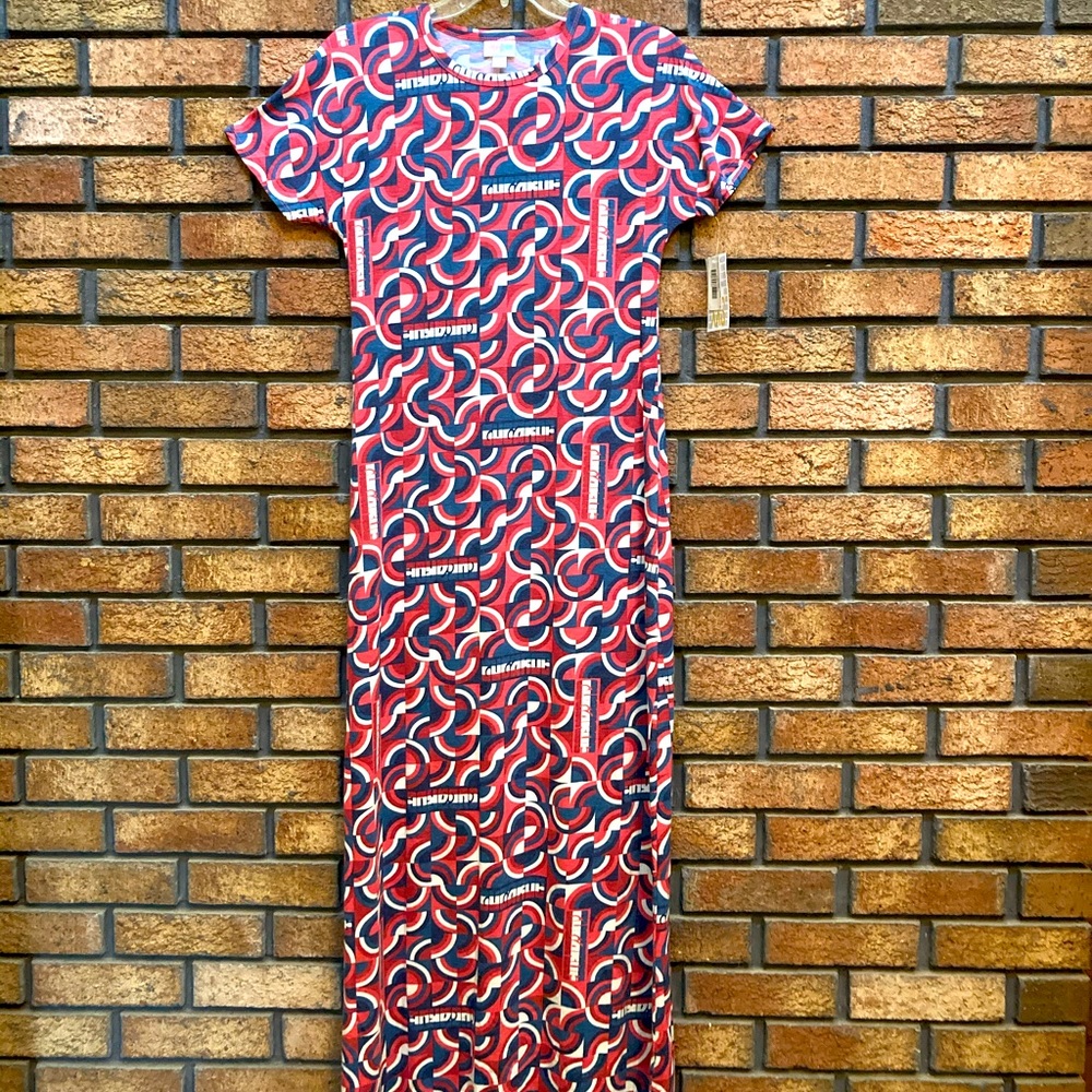 LuLaRoe Maria Maxi Dress xxs red white and blue